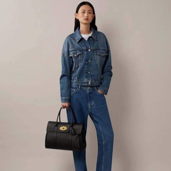 Mulberry Black Leather Tote with Gold Accents - Picture 7 of 8